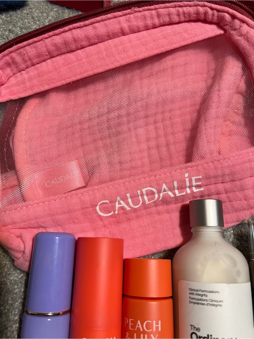 Caudalie Pink Travel Pouch with Skincare Set